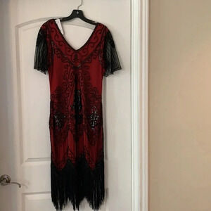 Vintage Flapper Dress Great Gasby 1920 Art Deco Sz M NWT